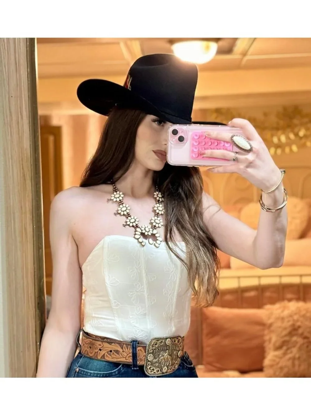Rustic Cowgirl Vintage Western Jewelry Set - Necklace & Earring for Women